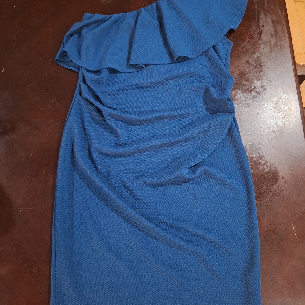 Chic One-Shoulder Navy Dress